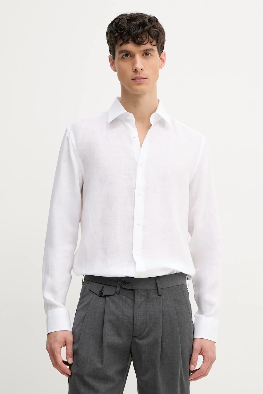 BOSS camasa de in culoarea alb, cu guler clasic, slim, 50490234 BOSS camasa de in culoarea alb, cu guler clasic, slim, 50490234