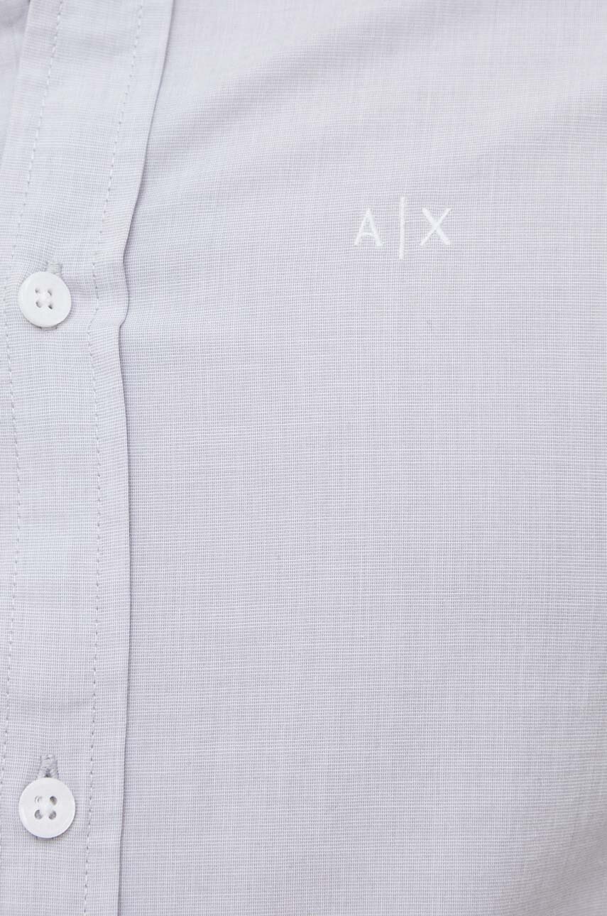 

Хлопковая рубашка Armani Exchange мужская цвет серый slim воротник button-down