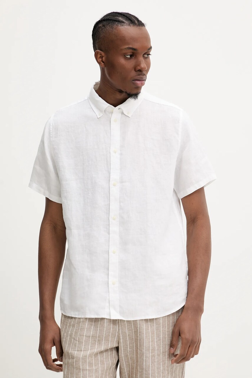 Les Deux camasa de in culoarea alb, cu guler button-down, regular
