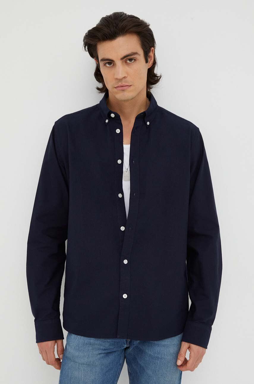 Les Deux Camasa Barbati, Culoarea Albastru Marin, Cu Guler Button-down, Regular