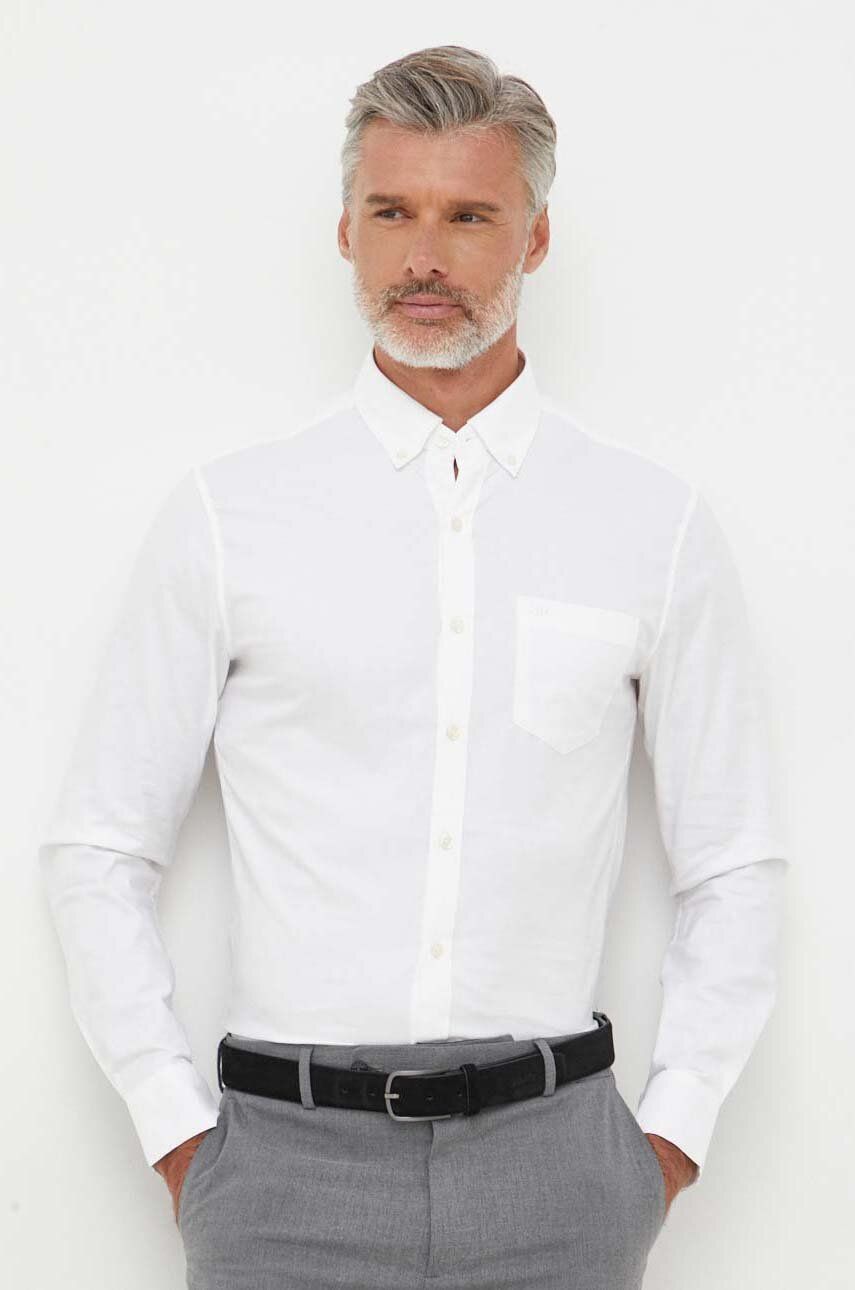 E-shop Košile Michael Kors pánská, bílá barva, slim, s límečkem button-down