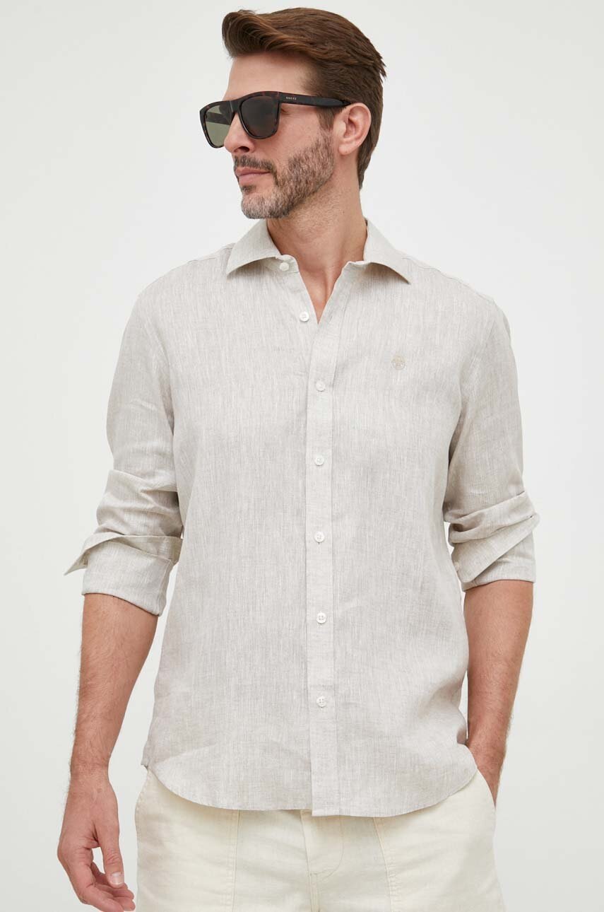 

Льняная рубашка North Sails цвет бежевый regular классический воротник