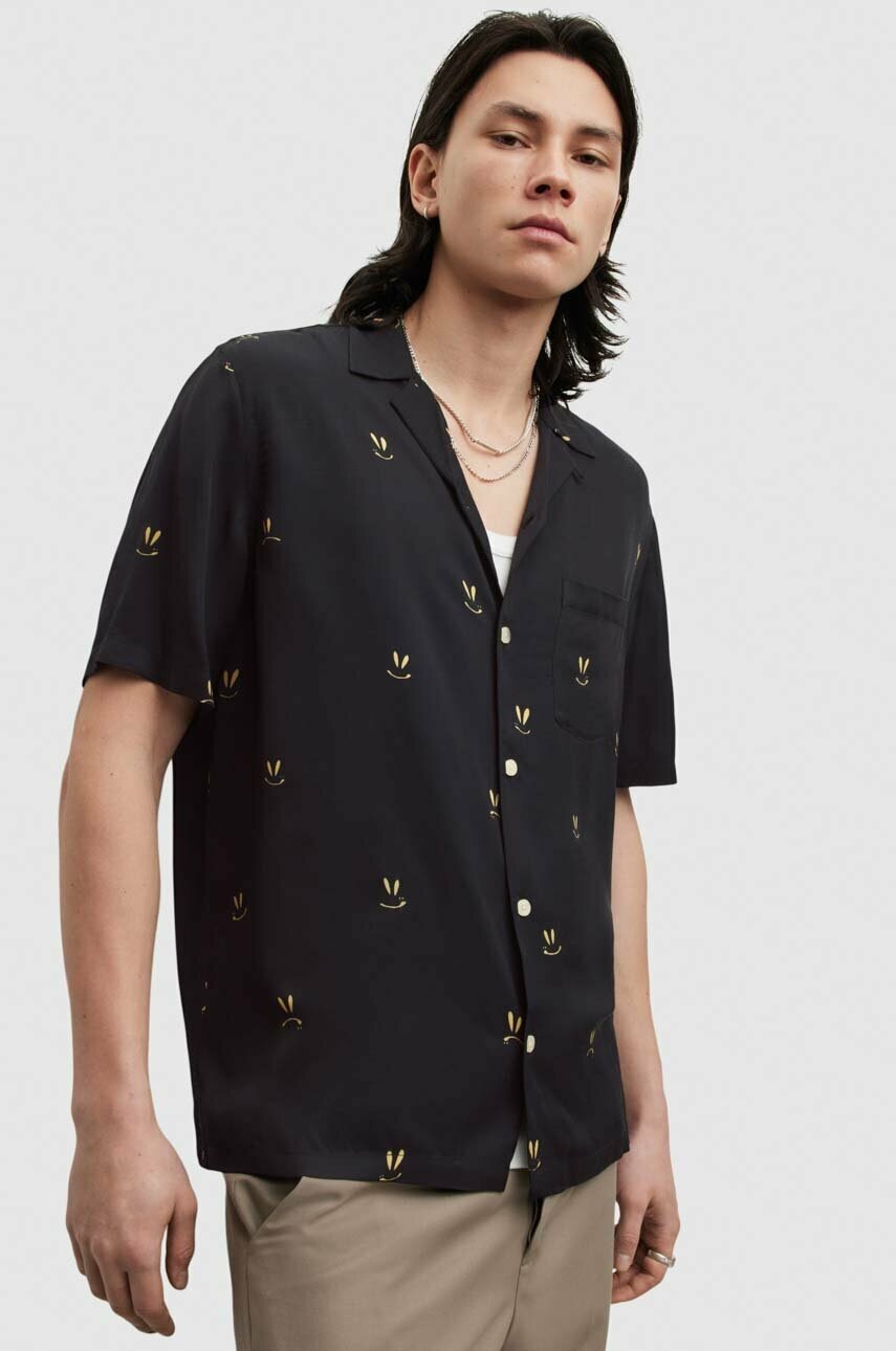 

Сорочка AllSaints чоловіча колір чорний regular