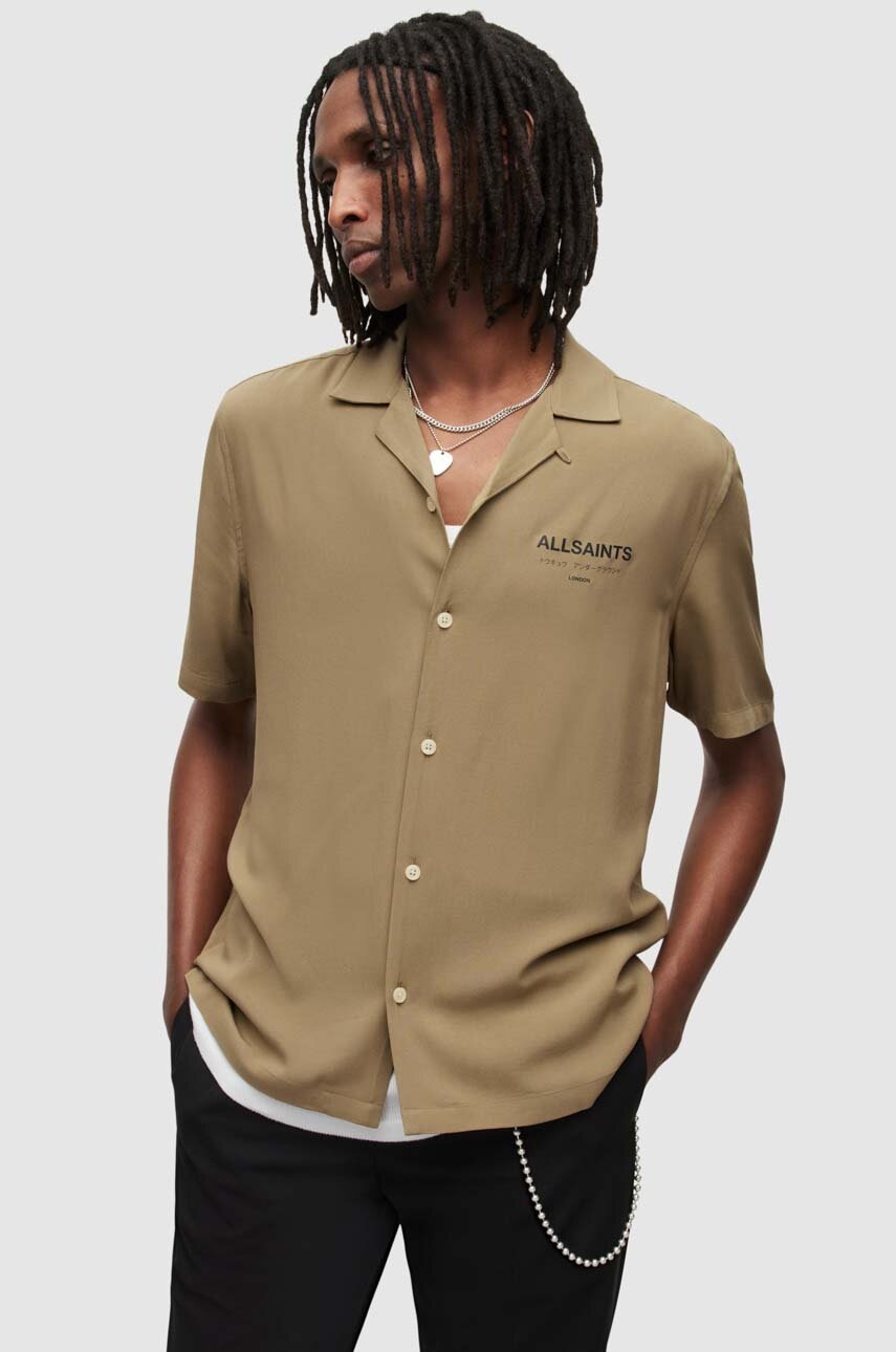 

Сорочка AllSaints чоловіча колір бежевий relaxed