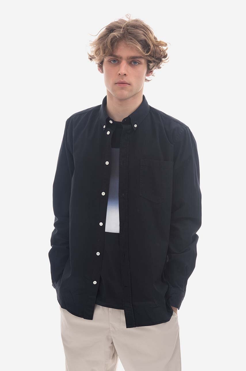 

Памучна риза Norse Projects Anton Light Twill N40-0790 7004 мъжка в тъмносиньо със стандартна кройка с яка с копче, Тъмносин