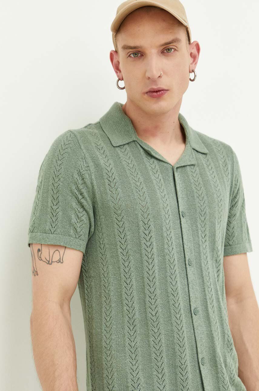 Hollister Co. camasa barbati, culoarea verde, regular answear.ro