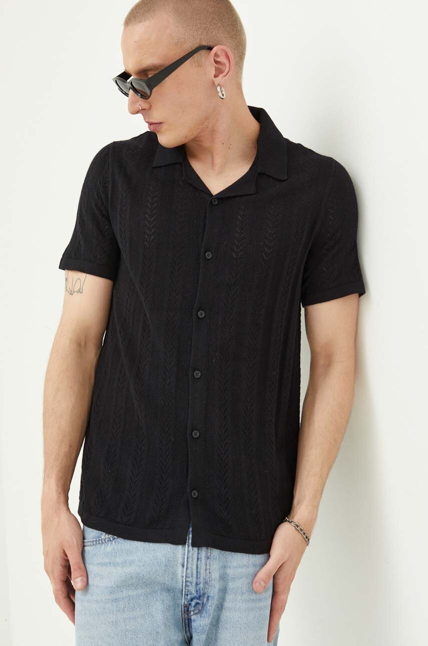 

Риза Hollister Co. мъжка в черно със стандартна кройка, Черен