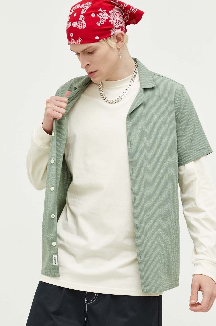 Košile Hollister Co. zelená barva, regular - zelená -  100 % Bavlna