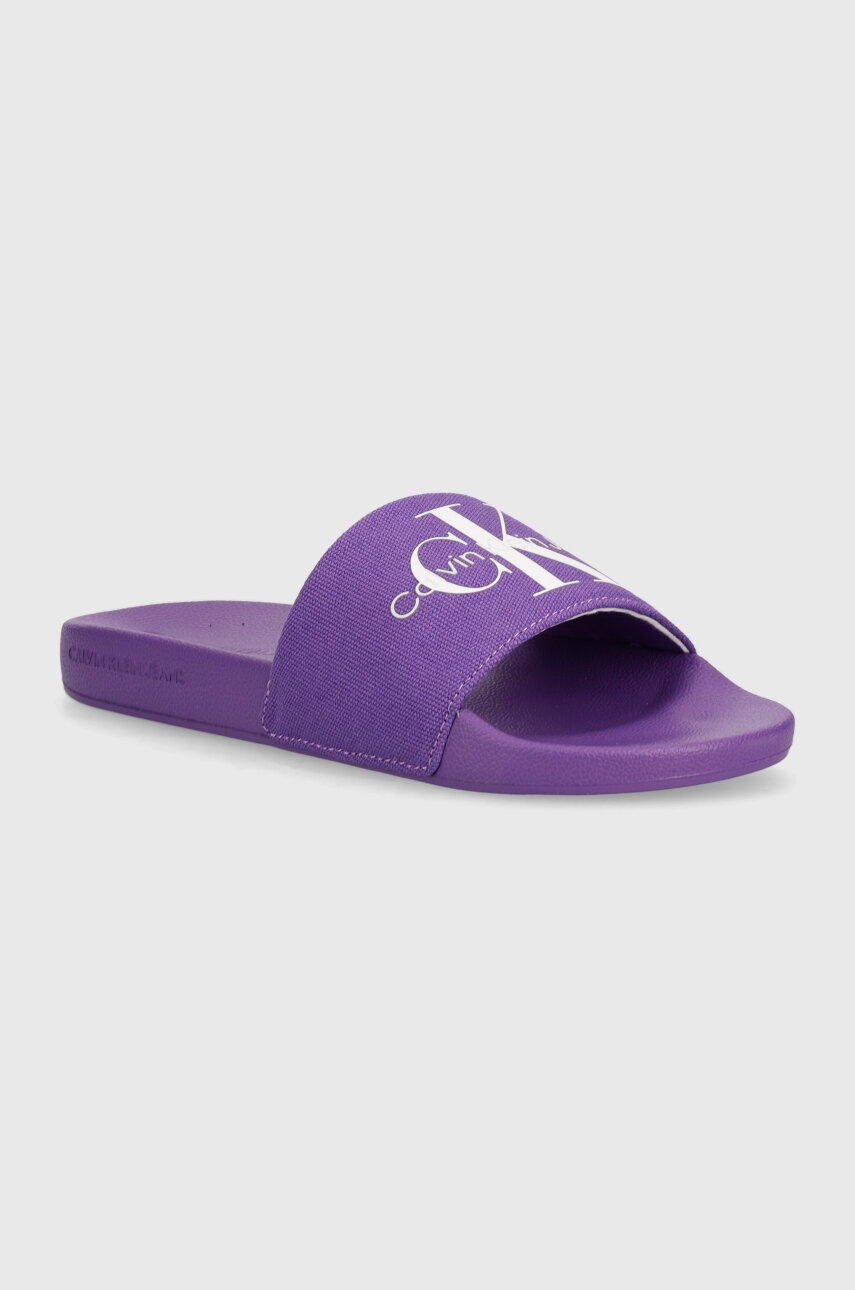 

Чехли Calvin Klein Jeans SLIDE MONOGRAM CO в бяло YW0YW00103, Виолетов