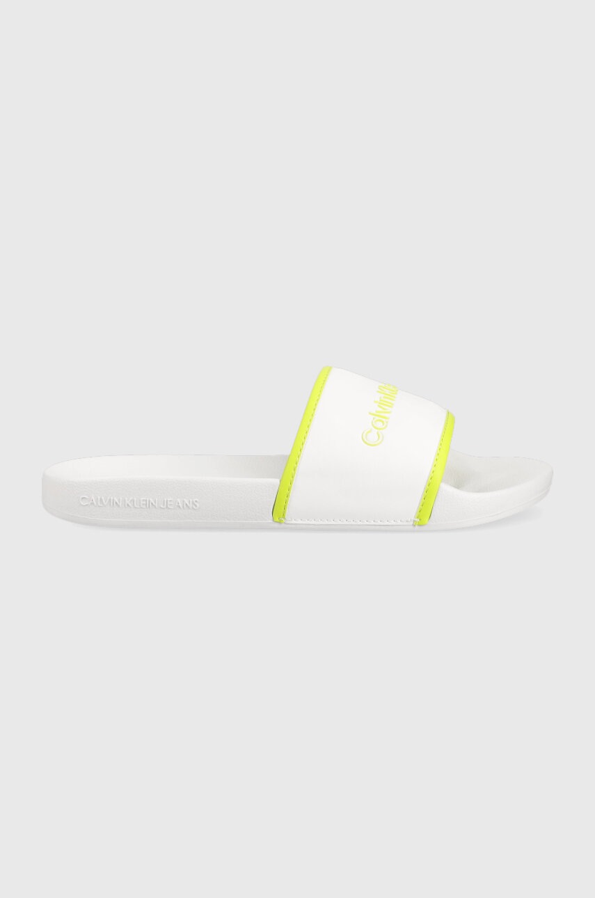 

Чехли Calvin Klein Jeans INSTITUTIONAL SLIDE в бяло, Бял