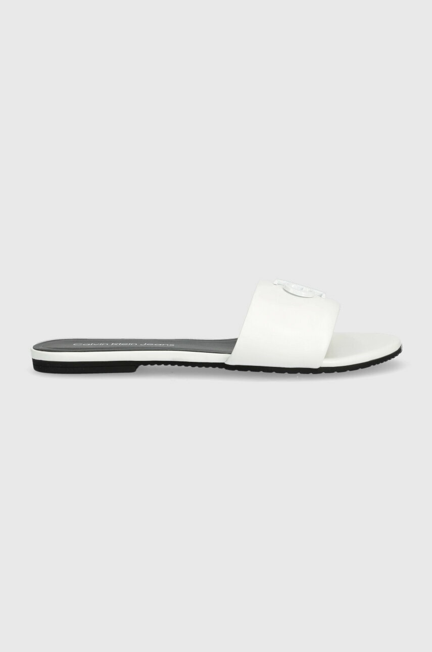 

Кожени чехли Calvin Klein Jeans FLAT SANDAL STRAP HW в бяло YW0YW00952, Бял