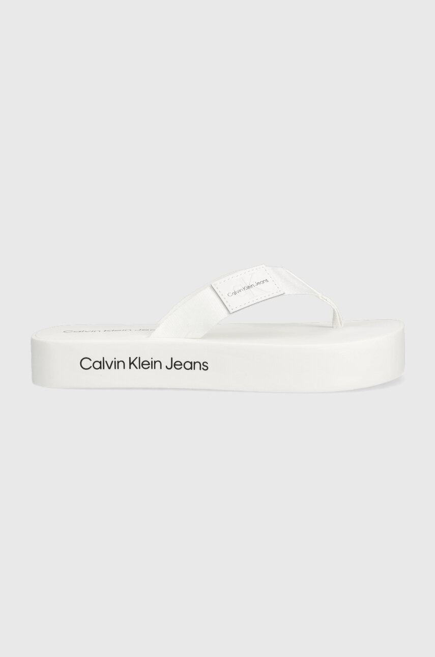 

Джапанки Calvin Klein Jeans FLATFORM FLIPFLOP в бяло с платформа YW0YW00993, Бял