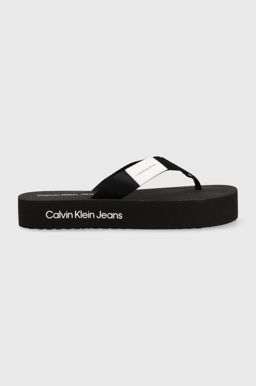 

Джапанки Calvin Klein Jeans FLATFORM FLIPFLOP в черно с платформа YW0YW00993, Черен