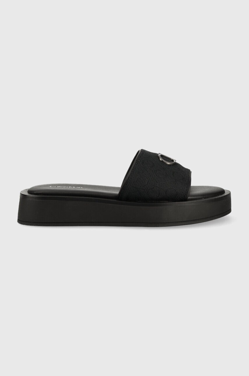 

Чехли Calvin Klein DRESS FLATFORM W/HW - JQ в черно с платформа HW0HW01488, Черен