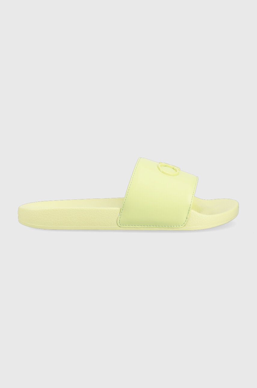 Pantofle Calvin Klein POOL SLIDE W/HW dámské, zelená barva, na platformě, HW0HW01509 - zelená - 