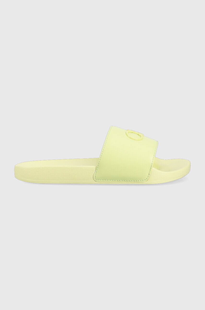 Pantofle Calvin Klein POOL SLIDE W/HW dámské, zelená barva, na platformě, HW0HW01509 - zelená - 