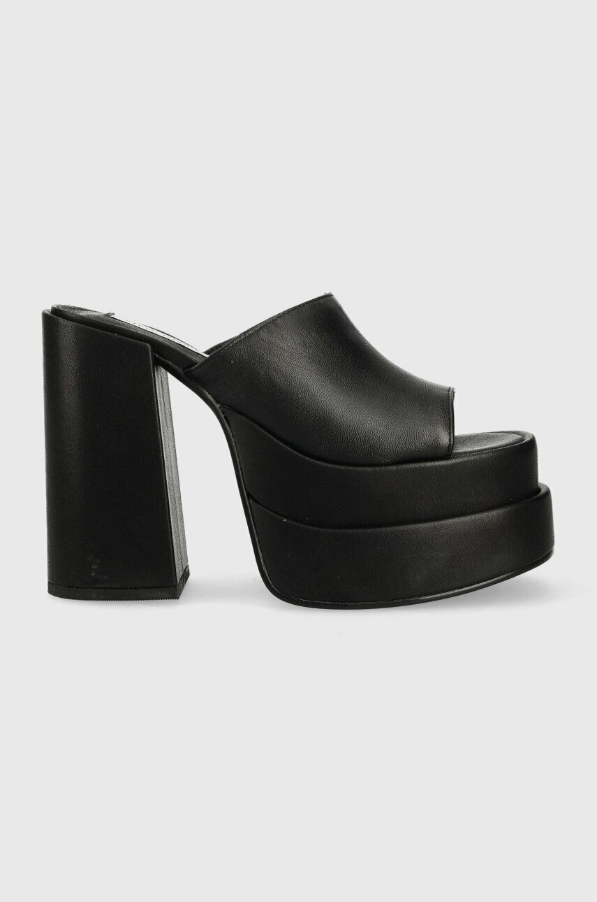 Levně Kožené pantofle Steve Madden Cagey dámské, černá barva, na podpatku, SM11002312