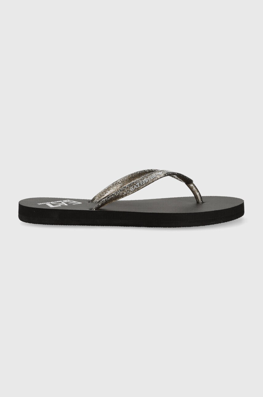 Ea7 emporio armani slapi xfq012 xk322 s466 femei, culoarea negru, cu toc plat