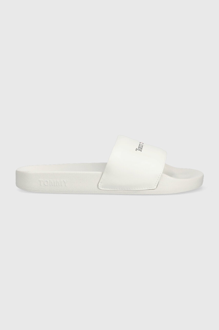 

Шлепанцы Tommy Jeans PRINTED PU POOL SLD женские цвет белый EN0EN02107