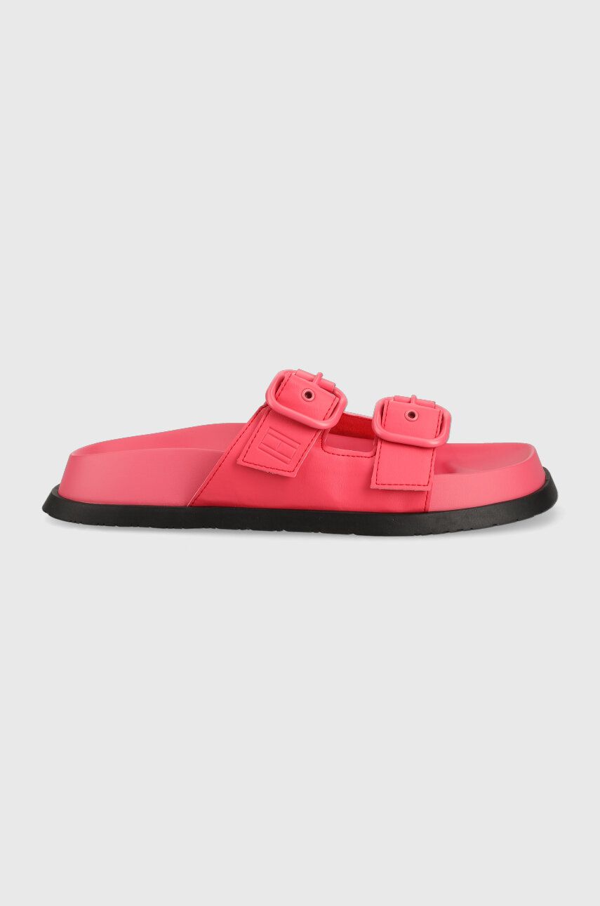 Levně Pantofle Tommy Jeans FANCY SANDAL dámské, růžová barva, EN0EN02136