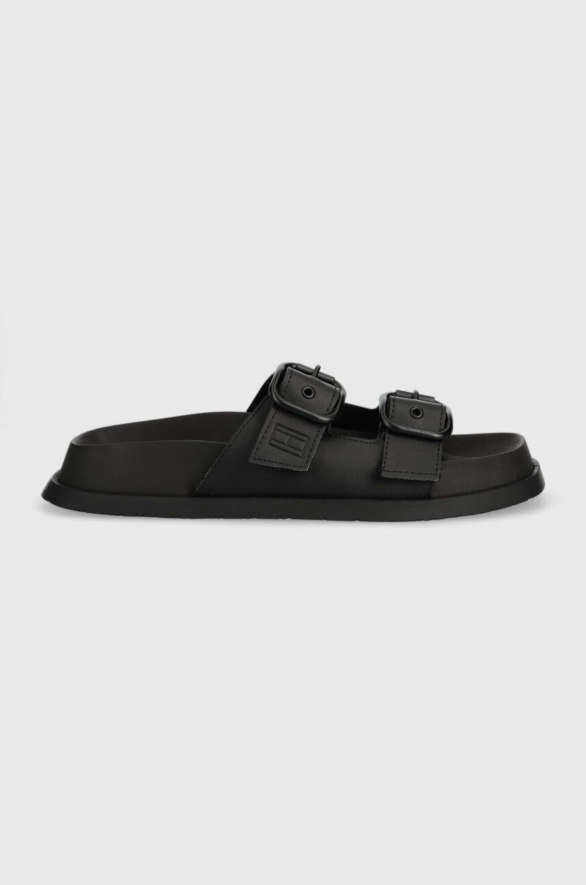 Levně Pantofle Tommy Jeans FANCY SANDAL dámské, černá barva, EN0EN02136