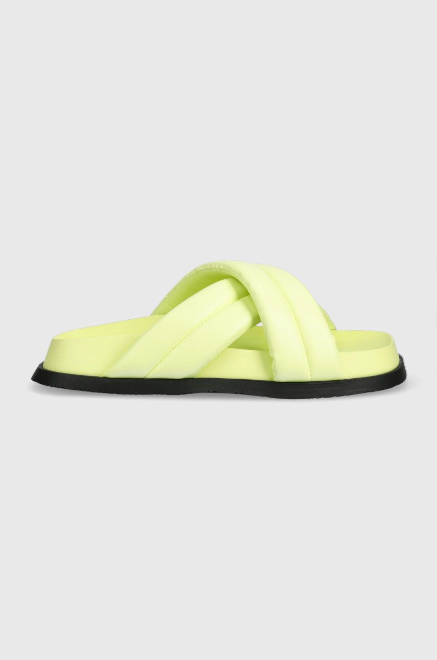 Levně Pantofle Tommy Jeans FANCY PADDED SANDAL dámské, zelená barva, EN0EN02175