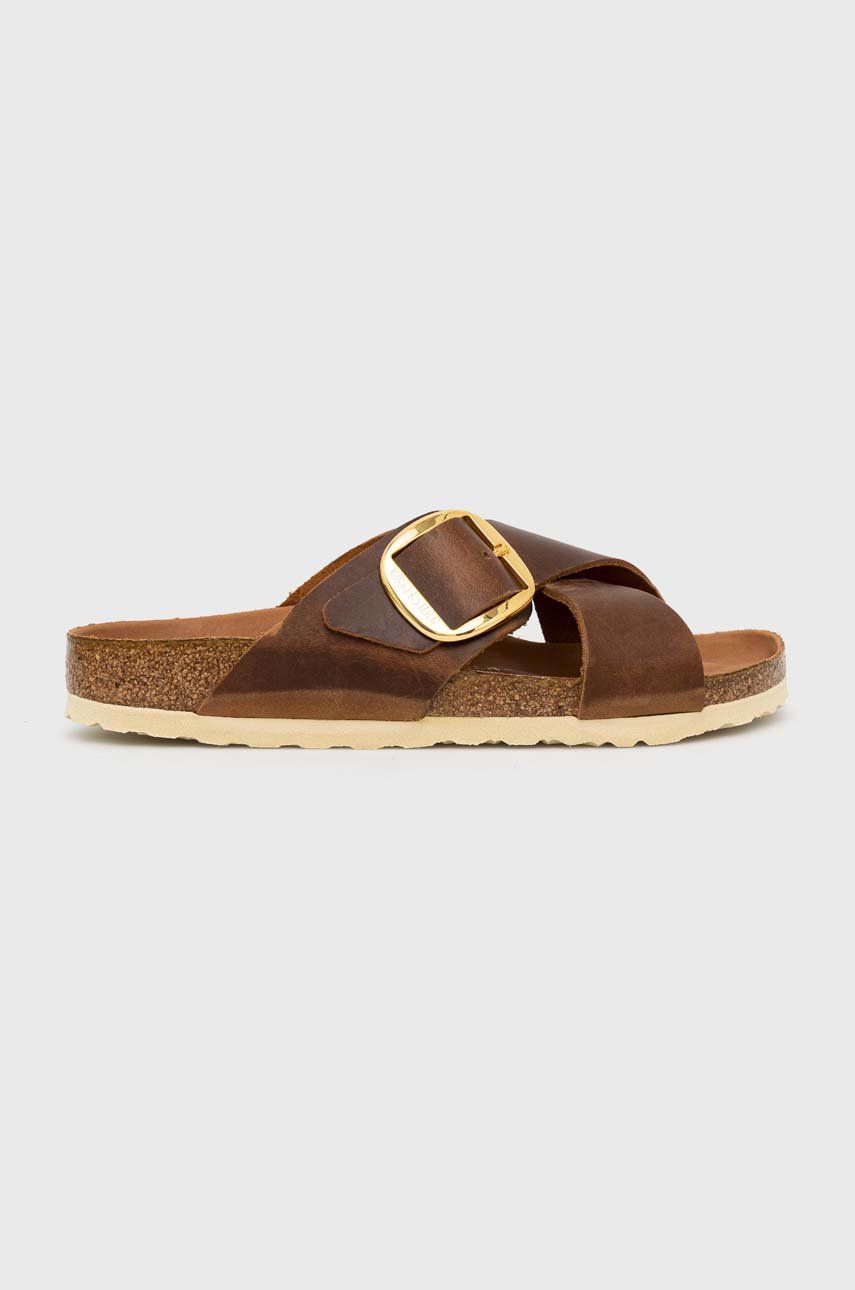 Birkenstock șlapi de piele Siena Big Buckle femei, culoarea maro, 1020165 1020165-Cognac