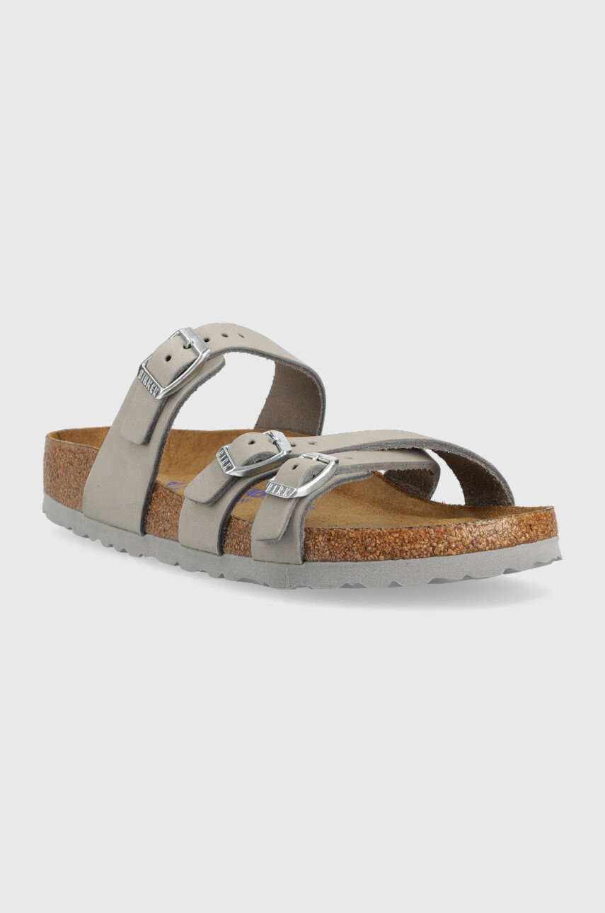 

Замшевые шлепанцы Birkenstock Franca SFB женские цвет серый