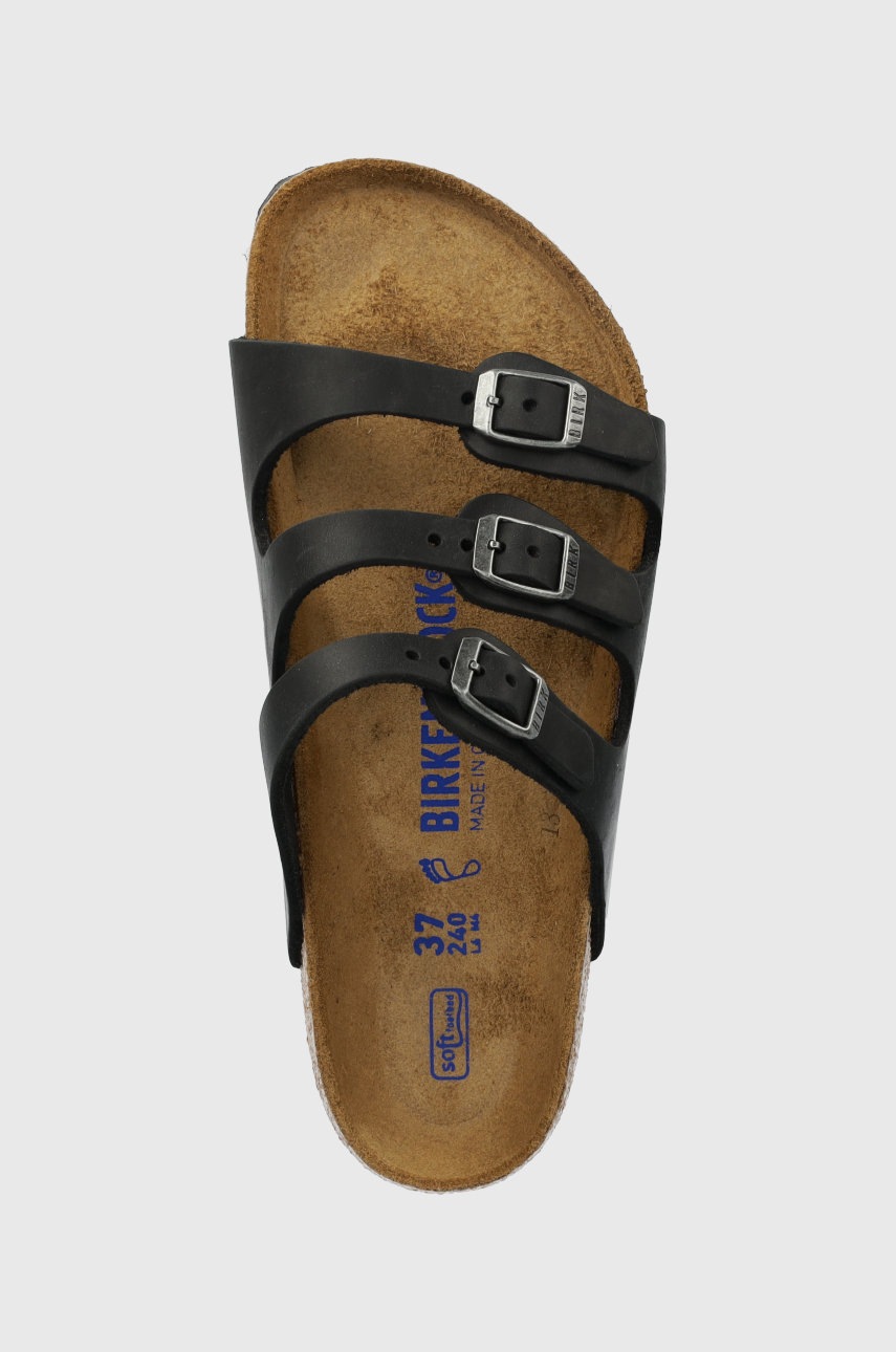 Δερμάτινες παντόφλες Birkenstock Florida γυναικείες, χρώμα: μαύρο, 1011445 φωτογραφία