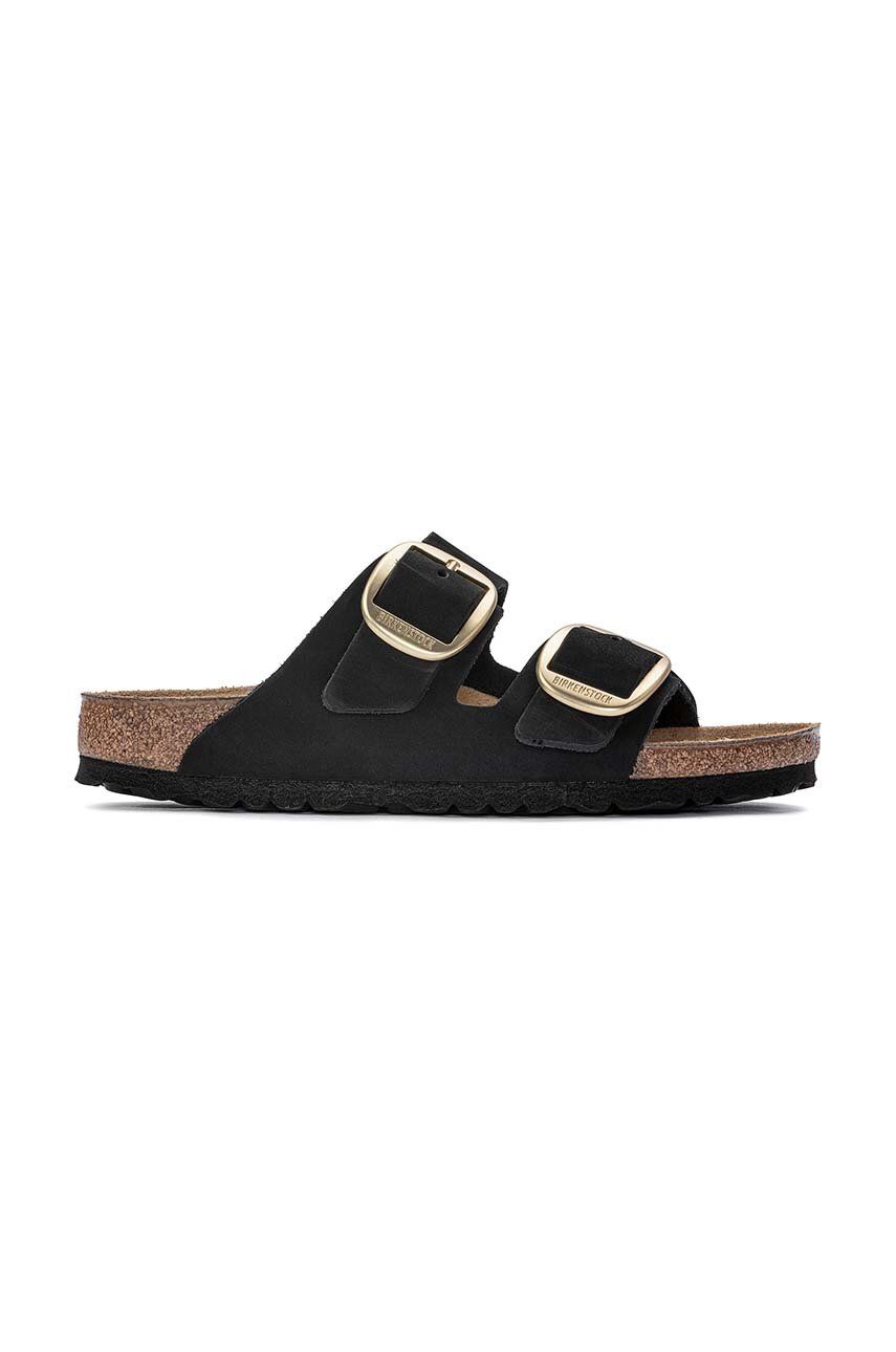 Birkenstock papuci din piele ARIZONA BIG BUCKLE femei, culoarea negru, 1023239