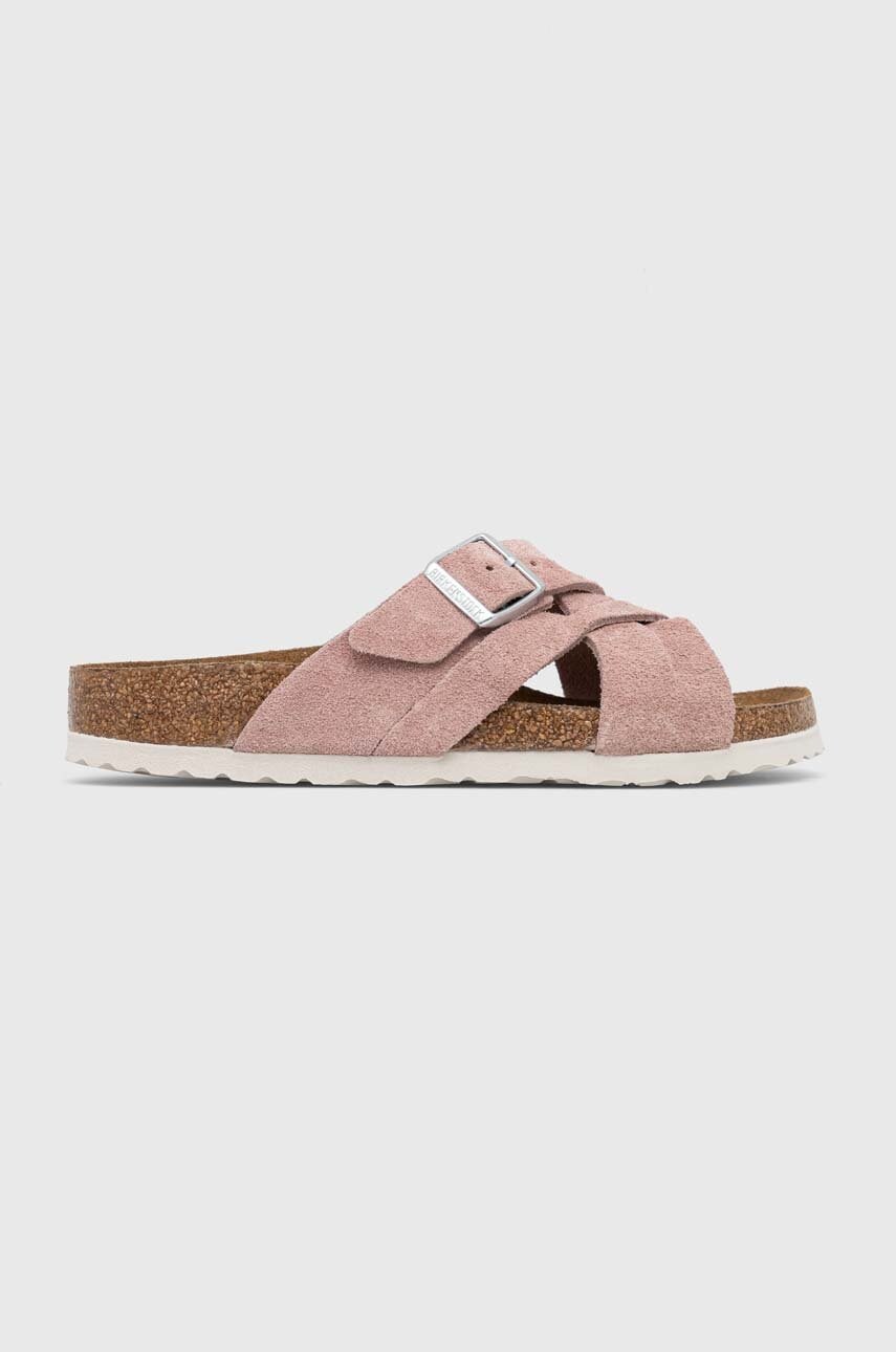 

Замшевые шлепанцы Birkenstock LUGANO SFB женские цвет розовый 1023880