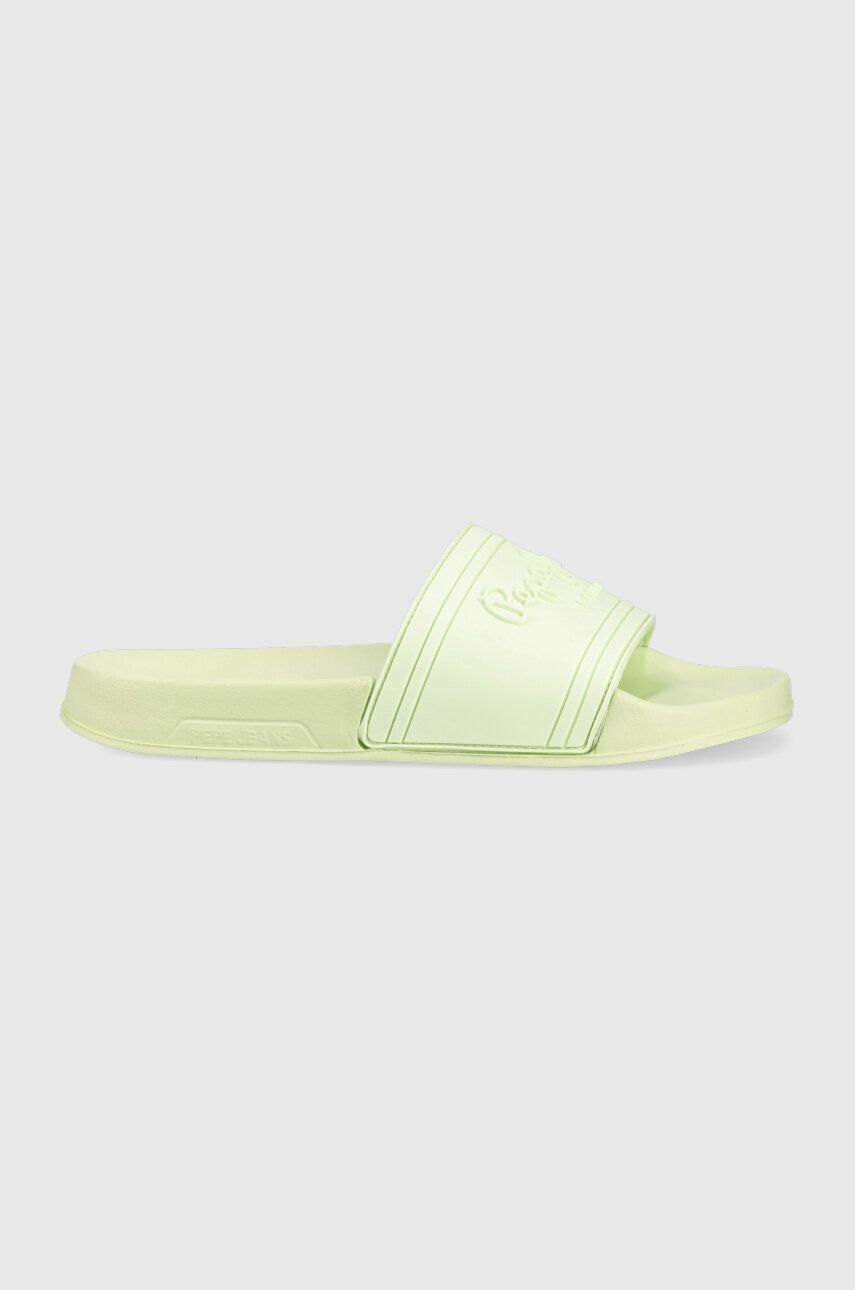 Pantofle Pepe Jeans SLIDER dámské, zelená barva, PLS70125 - zelená -  Svršek: Umělá hmota 
