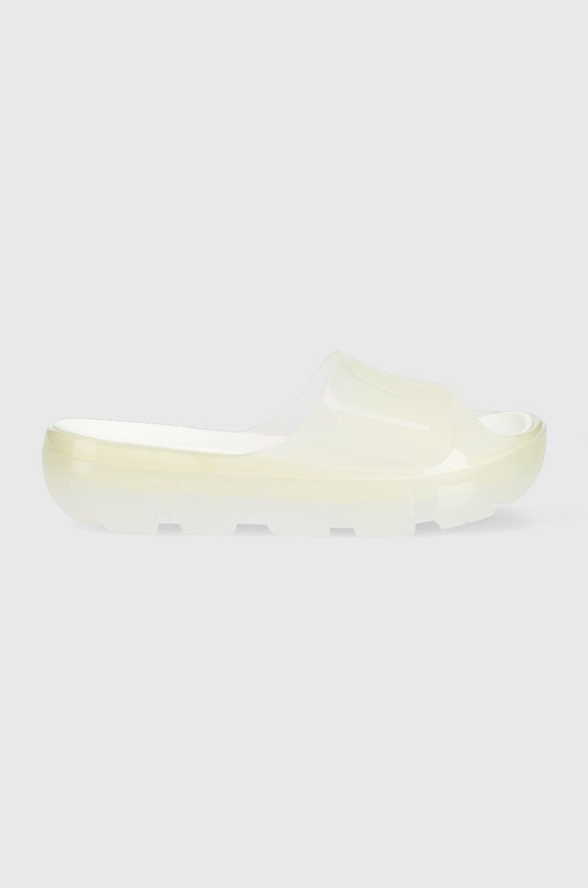 UGG papuci Jella Clear Slide femei, culoarea alb alb