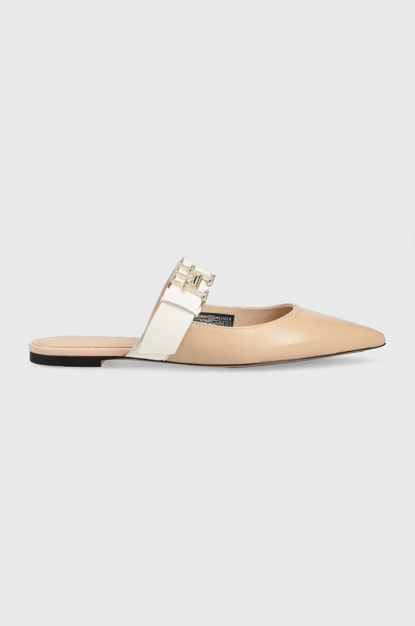 

Кожени чехли Tommy Hilfiger TH POINTY FEMININE MULE в бежово FW0FW06997, Бежов