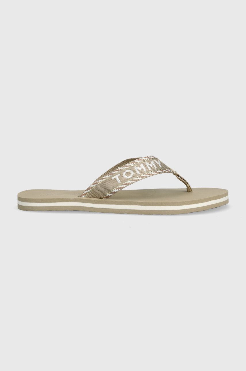 E-shop Žabky Tommy Hilfiger TOMMY WEBBING SANDAL dámské, béžová barva, na plochém podpatku, FW0FW07143