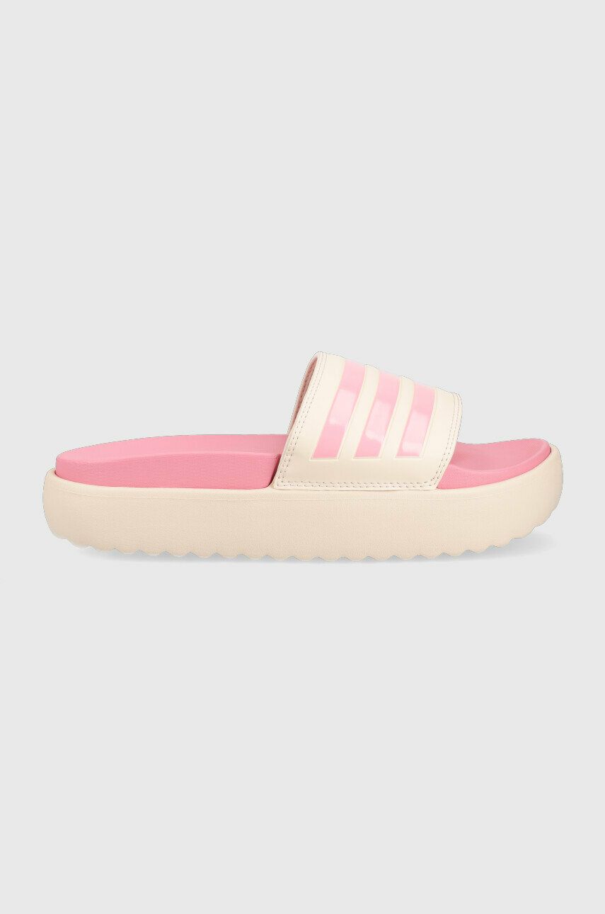 Pantofle adidas Dámské, růžová barva, na platformě - růžová -  Svršek: Umělá hmota Vnitřek