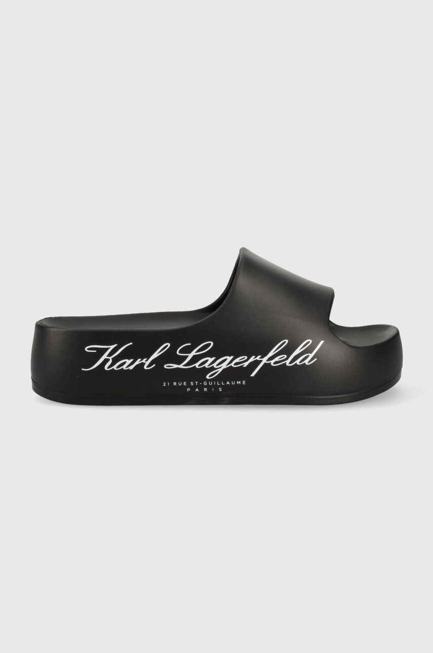 Karl Lagerfeld papuci KOBO II femei, culoarea negru, cu platforma, KL86000