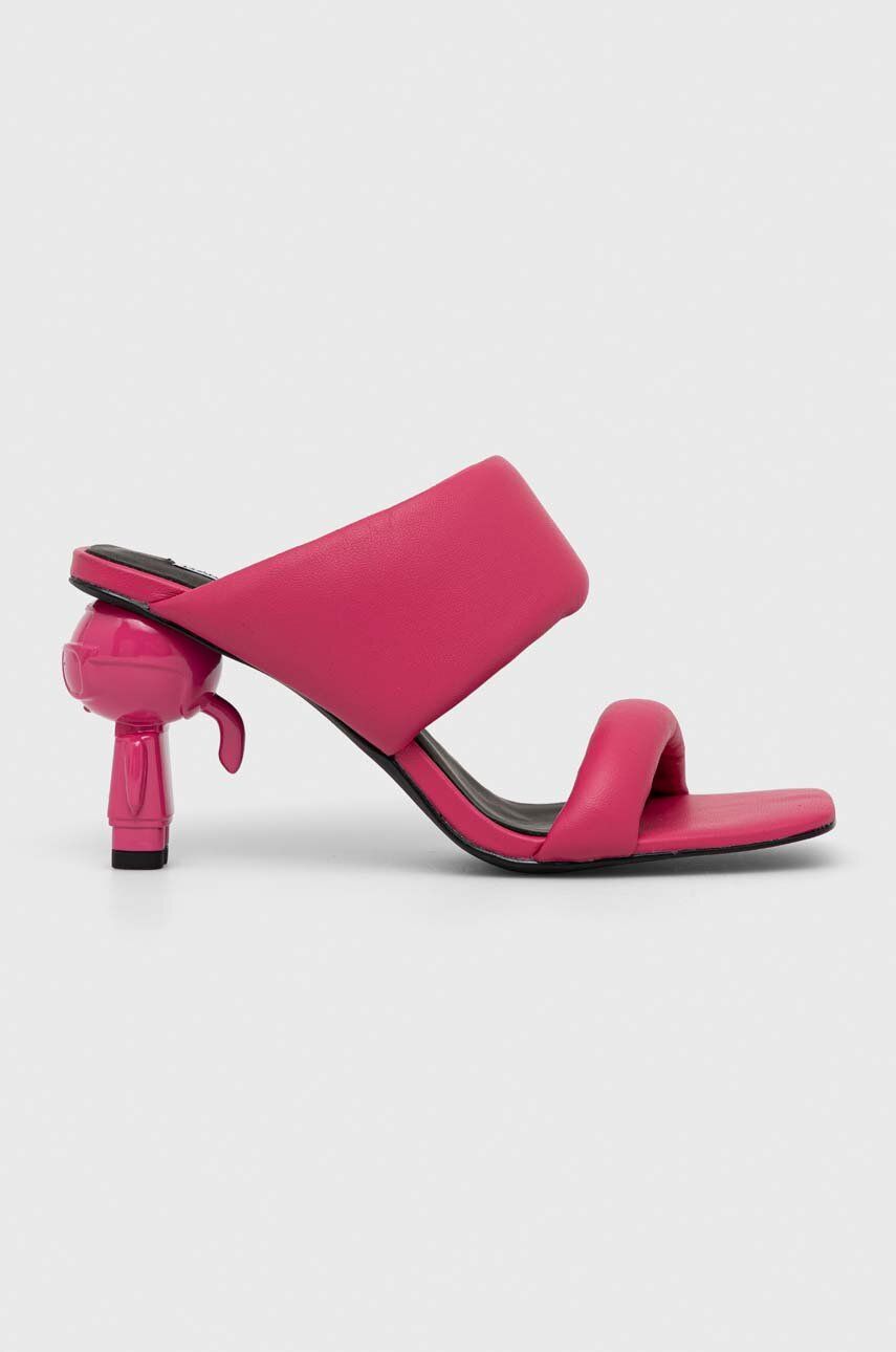 Karl Lagerfeld slapi de piele IKON HEEL femei, culoarea roz, cu toc drept, KL39005 Answear 2023-06-04