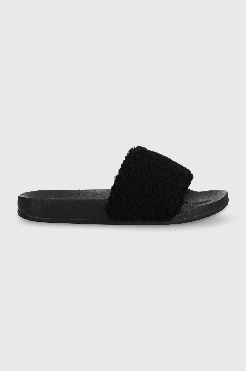 Pantofle Levi′s June Sherpa S dámské, černá barva, D7518.0002 - černá -  Svršek: Textilní mater