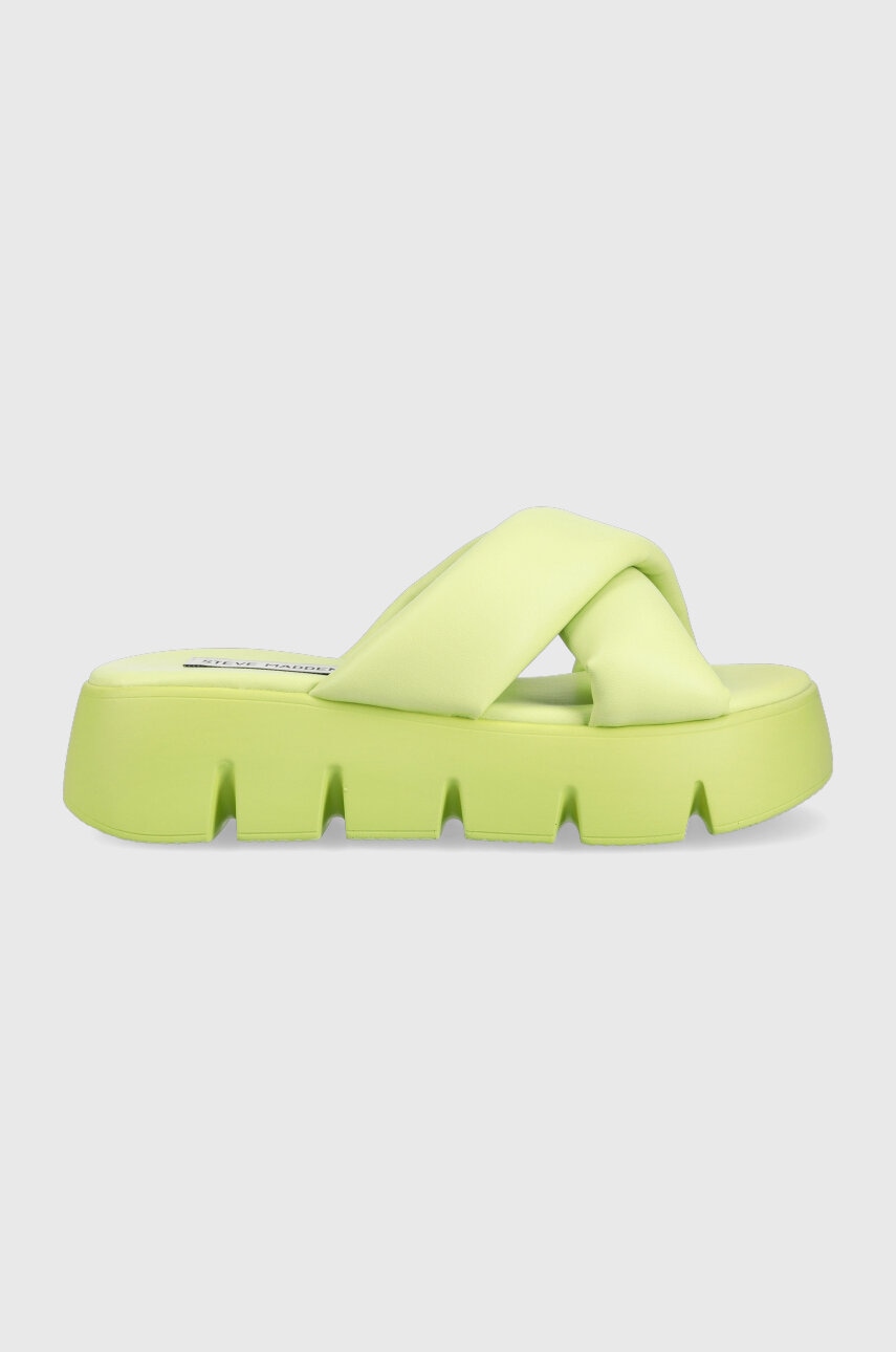 Steve Madden papuci Broadcast femei, culoarea verde, cu platforma, SM11002374