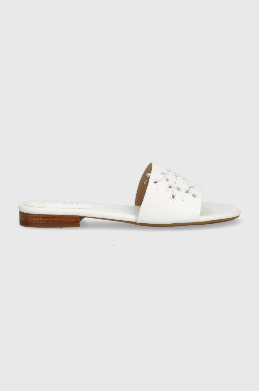 Levně Kožené pantofle Lauren Ralph Lauren Andee Eylt dámské, bílá barva, 802904286001