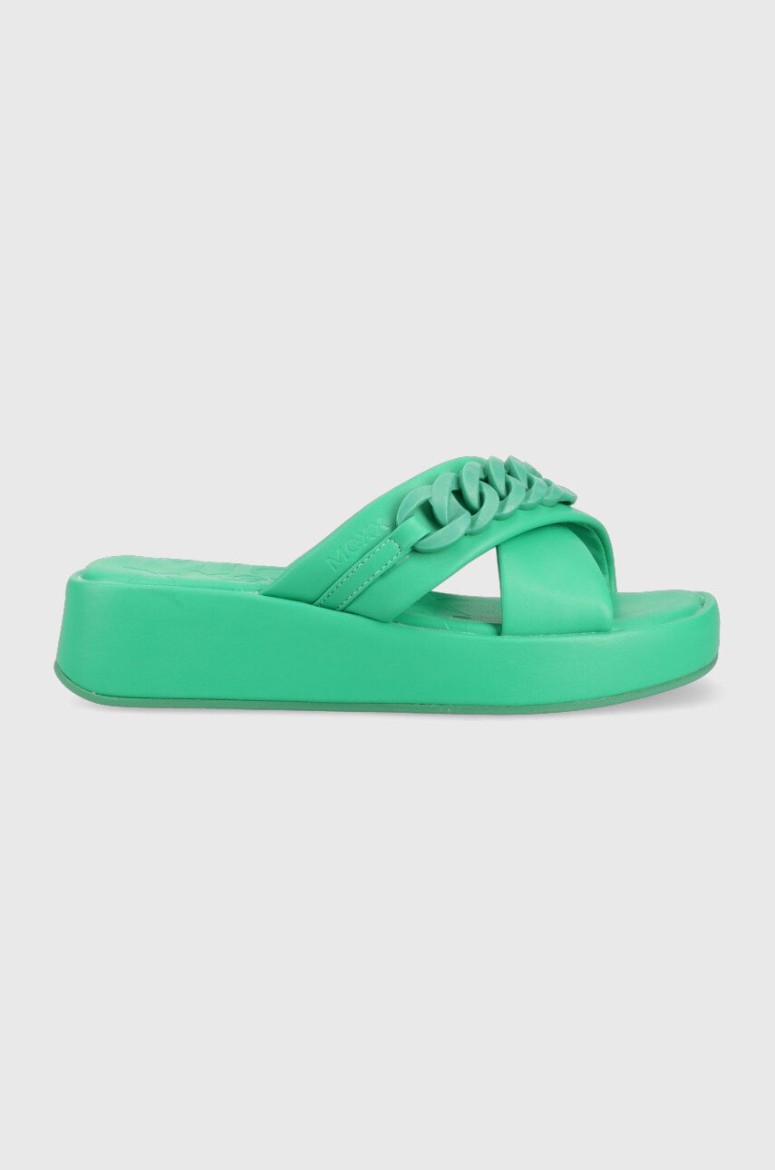 Mexx papuci Lexi femei, culoarea verde, cu platforma, MXBN008203W