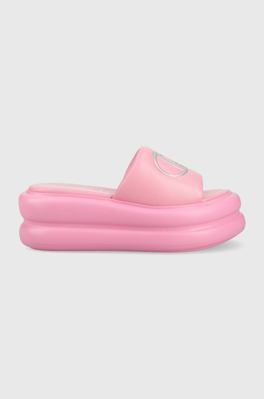 Pantofle Liu Jo ARIA 04 dámské, růžová barva, na platformě, SA3083EX01400021 - růžová -  Svršek