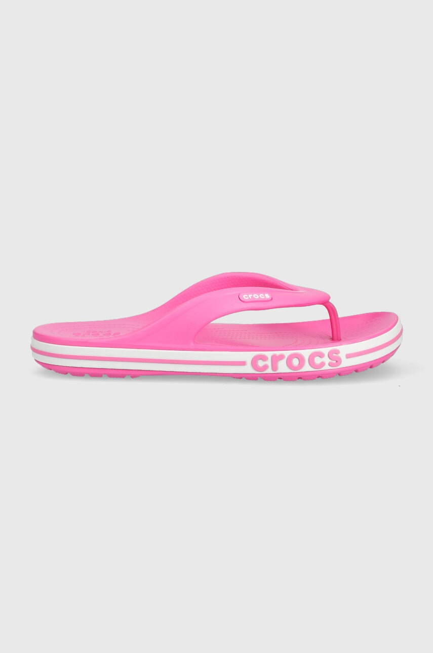 

Вьетнамки Crocs Bayaband Flip женские цвет розовый на плоском ходу 205393