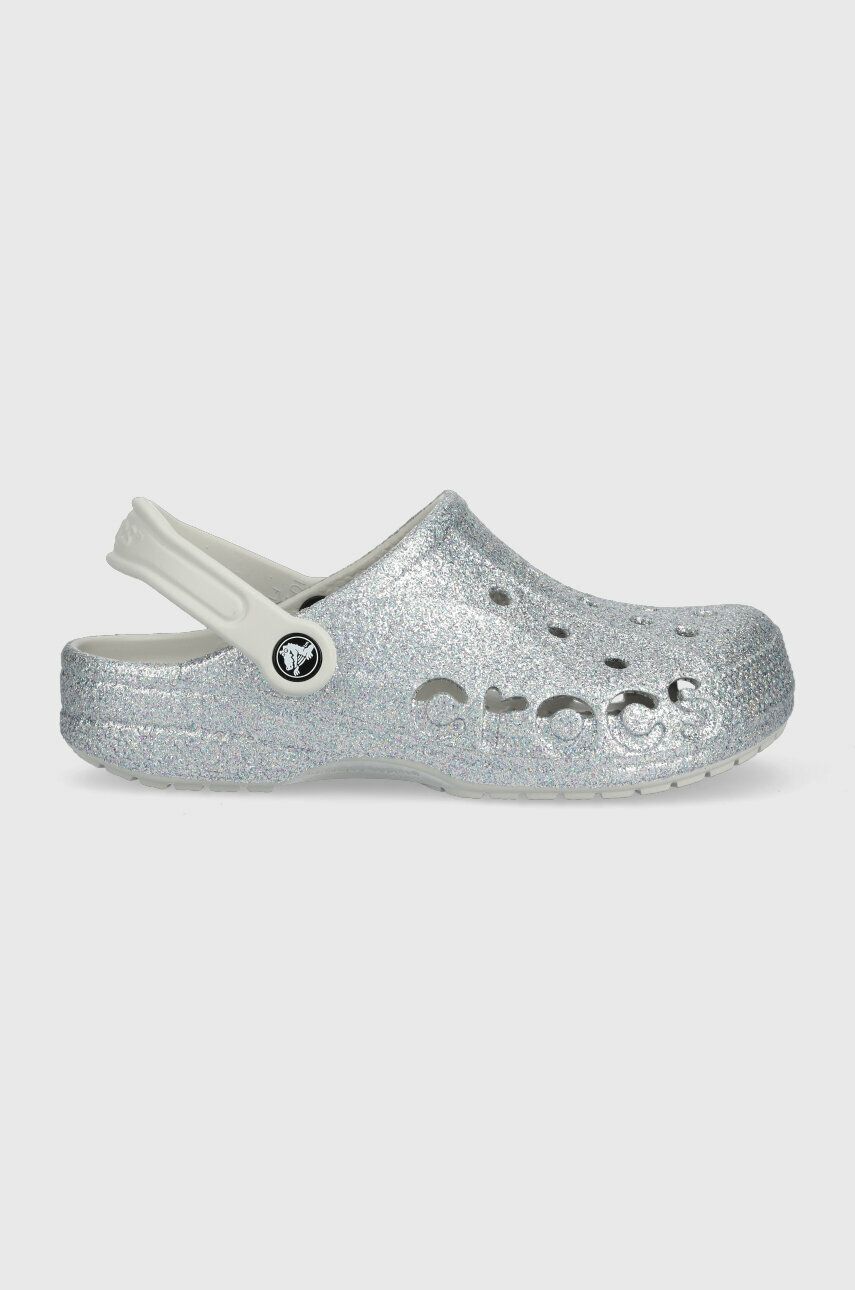 Crocs papuci BAYA GLITTER CLOG femei, culoarea argintiu, 205925 205925
