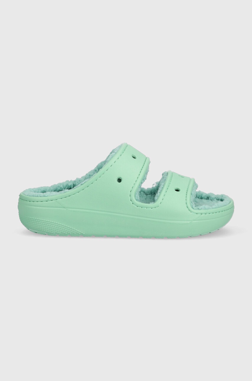 Levně Pantofle Crocs Classic Cozzy Sandal tyrkysová barva