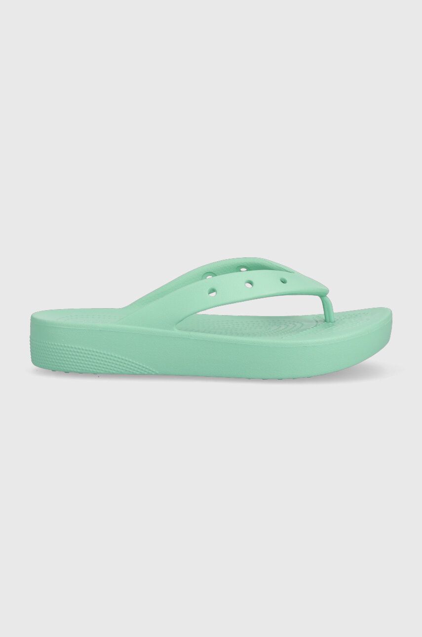 Crocs șlapi Classic Platform Flip femei, culoarea turcoaz, cu platforma, 207714 207714.3UG-3UG