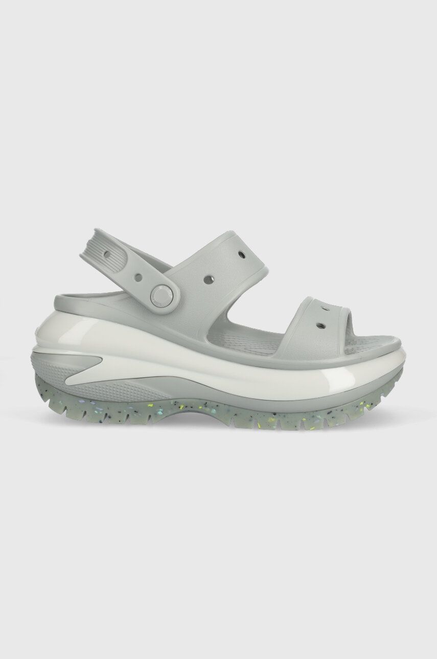 Pantofle Crocs Classic Mega Crush Sandal dámské, šedá barva, na platformě, 207989, 207989.007-007 - 