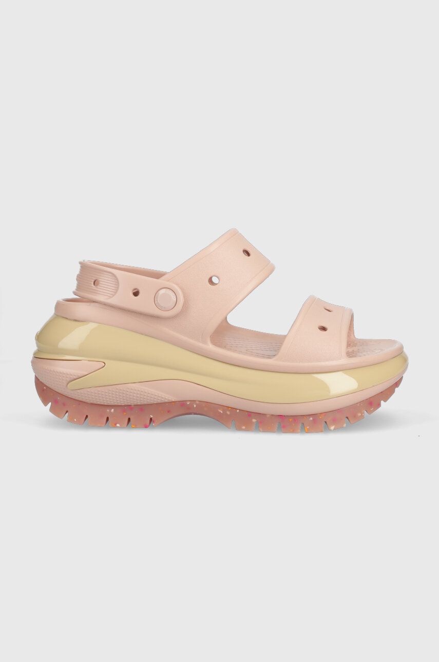 Crocs papuci Classic Mega Crush Sandal femei, culoarea roz, cu platforma, 207989 207989.6TY-6TY answear.ro