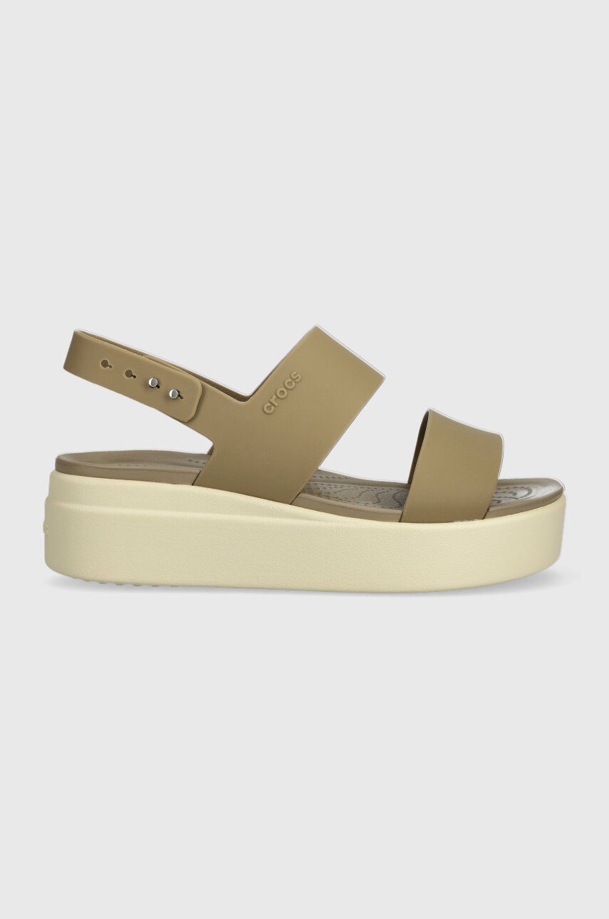 

Сандалі Crocs Brooklyn Low Wedge жіночі колір бежевий на платформі 206453